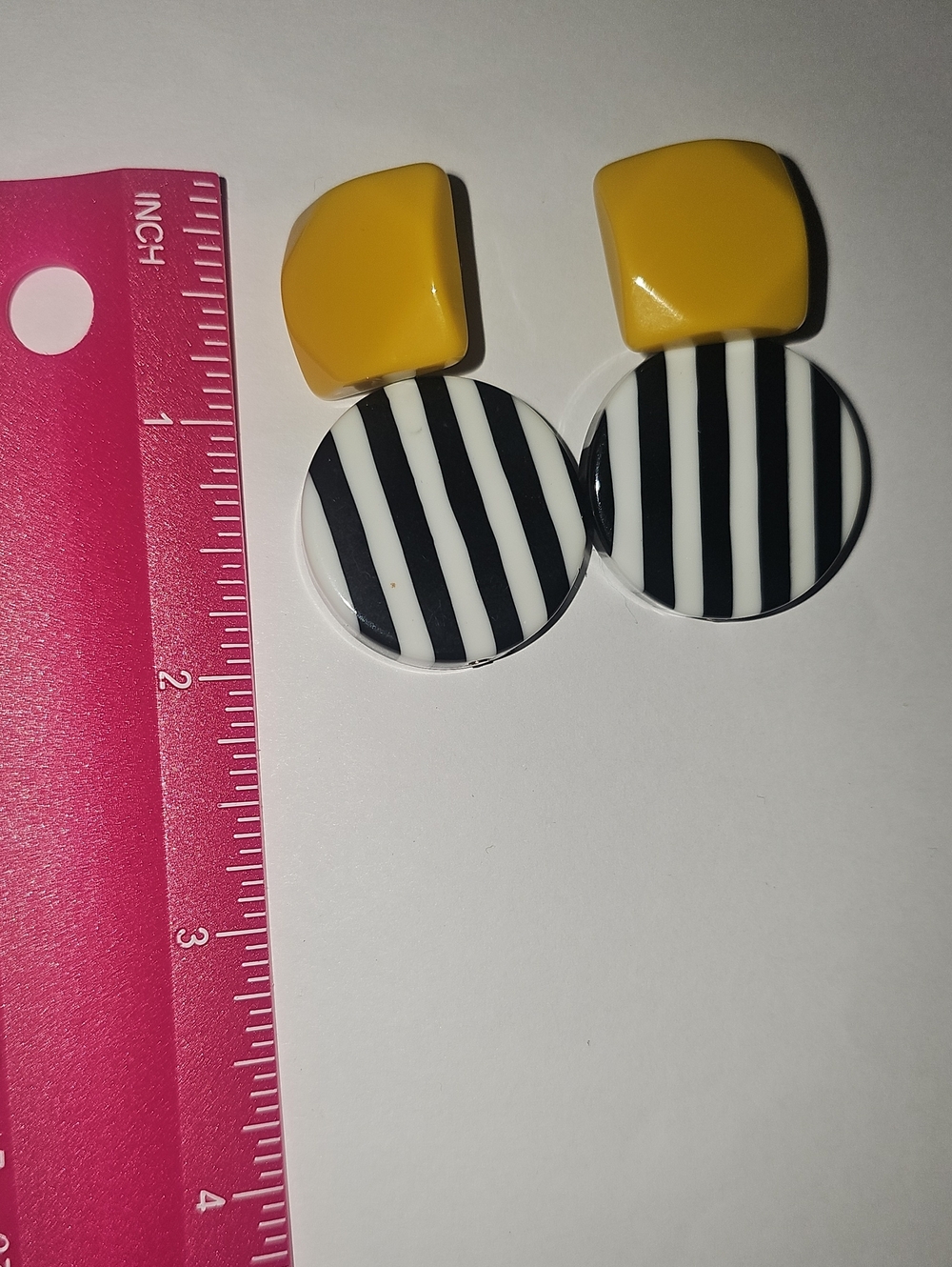 Yellow & Black-White Striped Earrings